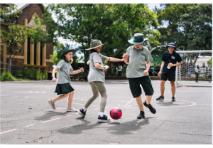 Children playing football