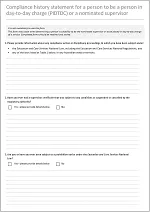 Compliance history statement for a person to be a person in day-to-day charge or a nominated supervisor template thumbnail image