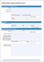 Incident, injury, trauma and illness record template thumbnail image