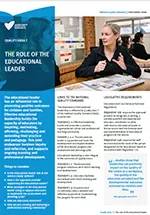 QA7 The role of the educational leader information sheet cover image