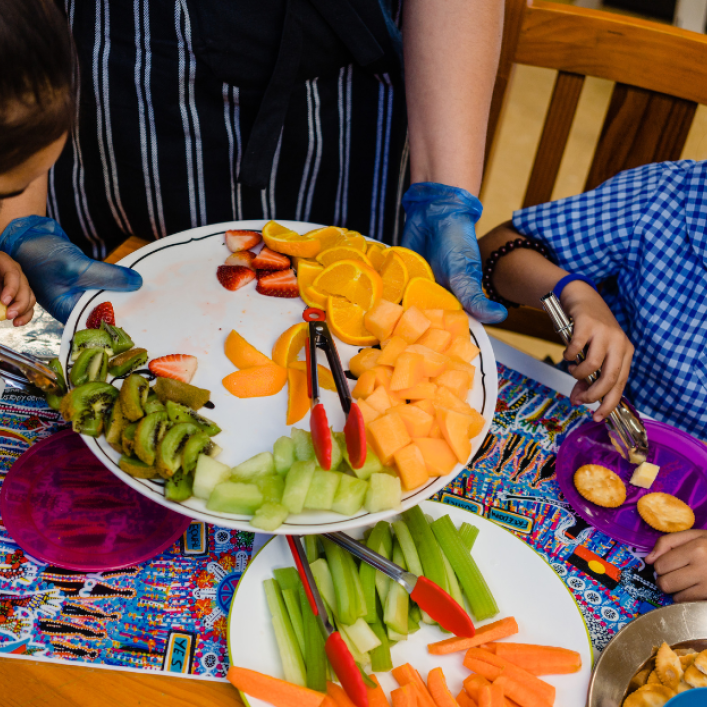 Children eating snacks